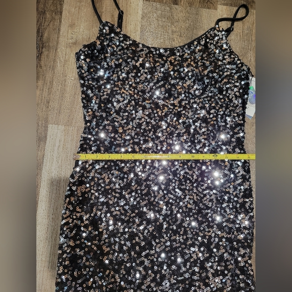 Iris Sparkling Blue Sequin Mini Dress - Picture 11 of 12